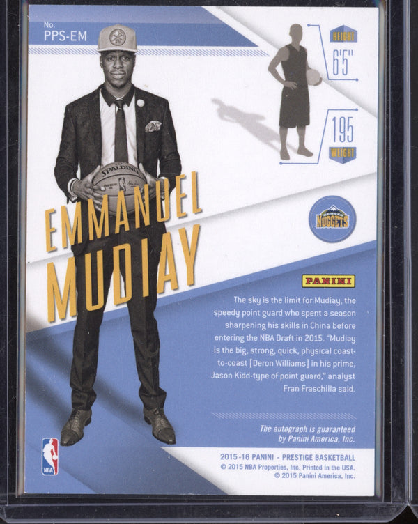 Emmanuel Mudiay 2015/16 Panini Prestige Prestigious Premieres Signatures RC 175/299