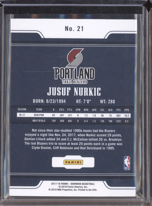 Jusuf Nurkic 2017-18 Panini Dominion 21 63/75