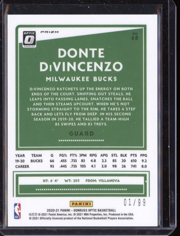 Donte DiVincenzo 2020-21 Panini Optic Red Holo 1/199