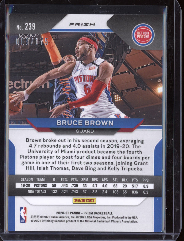 Bruce Brown 2020 Panini Prizm Basketball Purple Ice Prizm 68/175