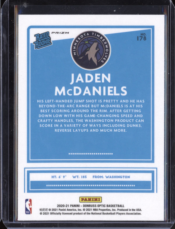 Jaden McDaniels 2020-21 Panini Donruss Optic Silver RC