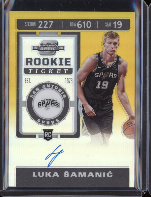 Luka Samanic 2019-20 Panini Contenders Optic Rookie Ticket Auto Gold RC 6/10