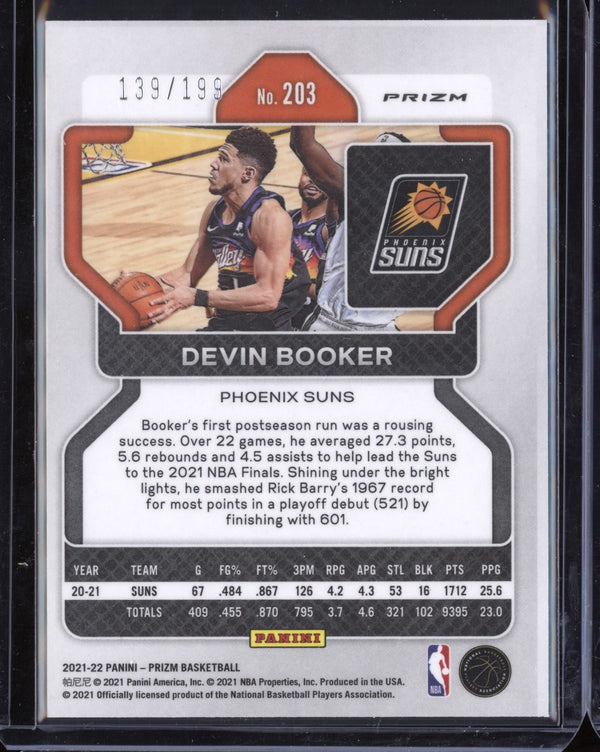 Devin Booker 2021-22 Panini Prizm Blue 139/199