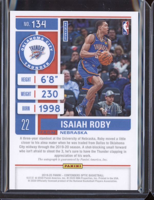 Isaiah Roby 2019-20 Panini Contenders Optic Rookie Ticket Auto Blue RC 58/99