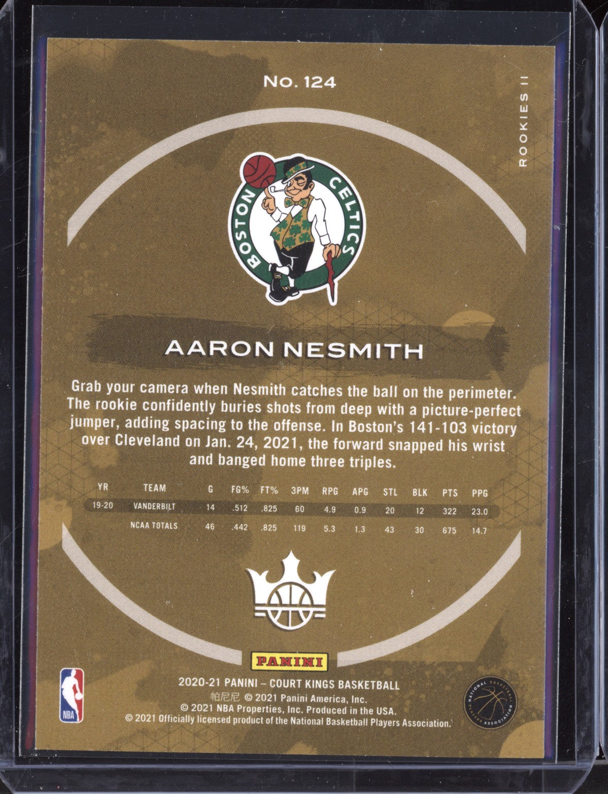 Aaron Nesmith 2020-21 Panini Court Kings Level II RC