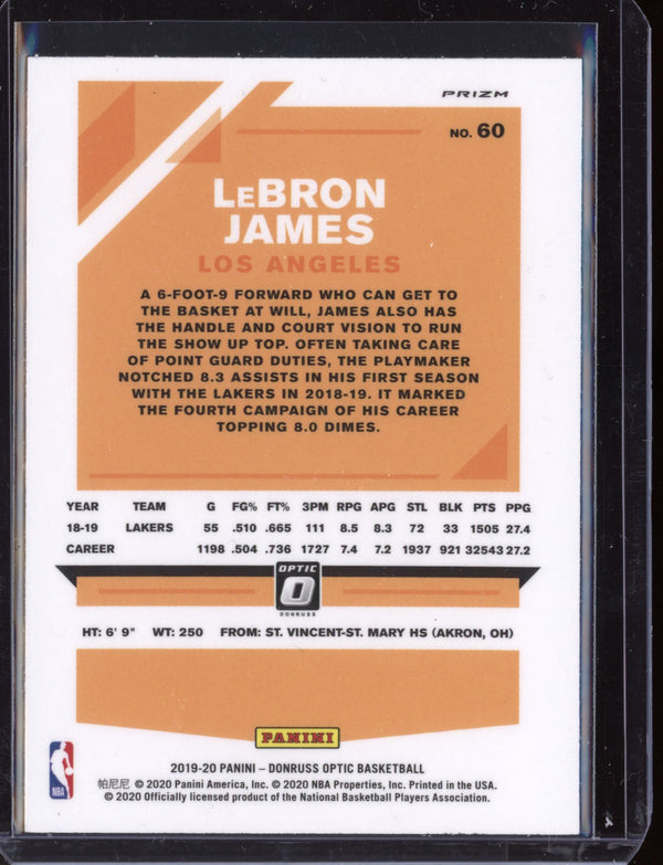 LeBron James 2019-20 Panini Optic Choice Red & Green