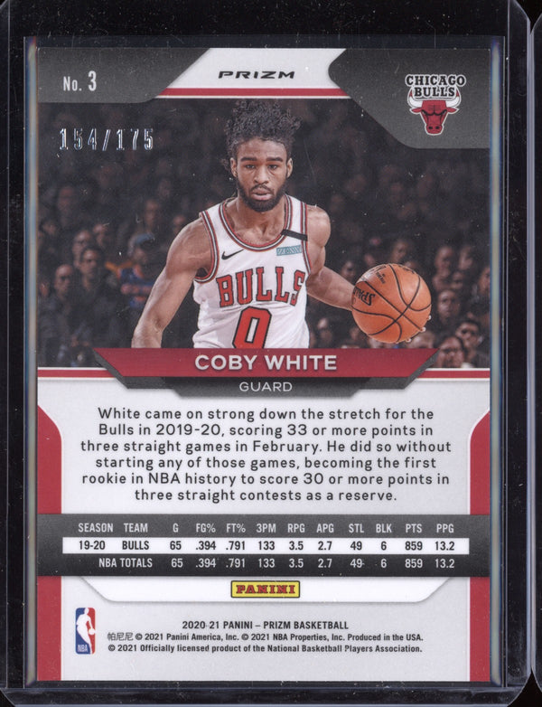 Coby White 2020 Panini Prizm Basketball Purple Ice Prizm 154/175