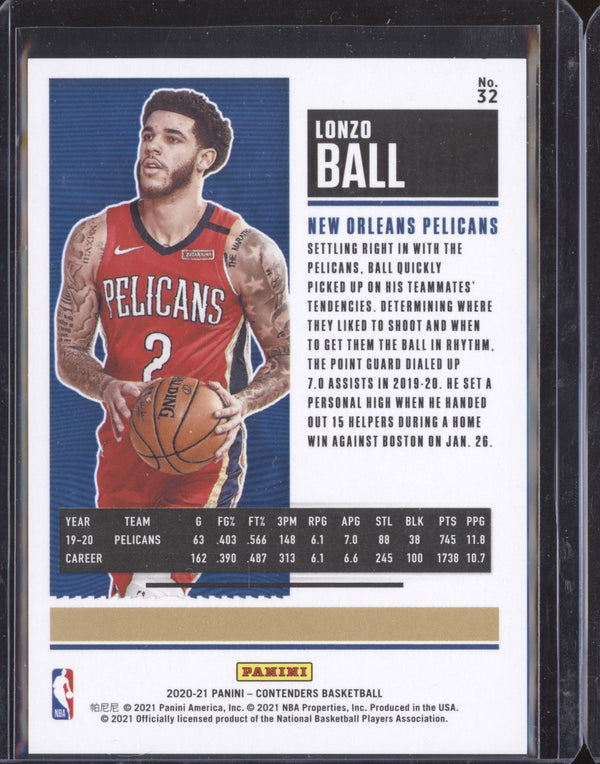 Lonzo Ball 2020-21 Panini Contenders 32 Semifinal Ticket 70/99