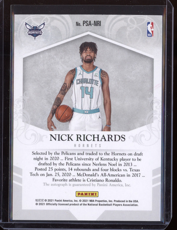 Nick Richards 2020-21 Panini National Treasures Private Signings Auto RC