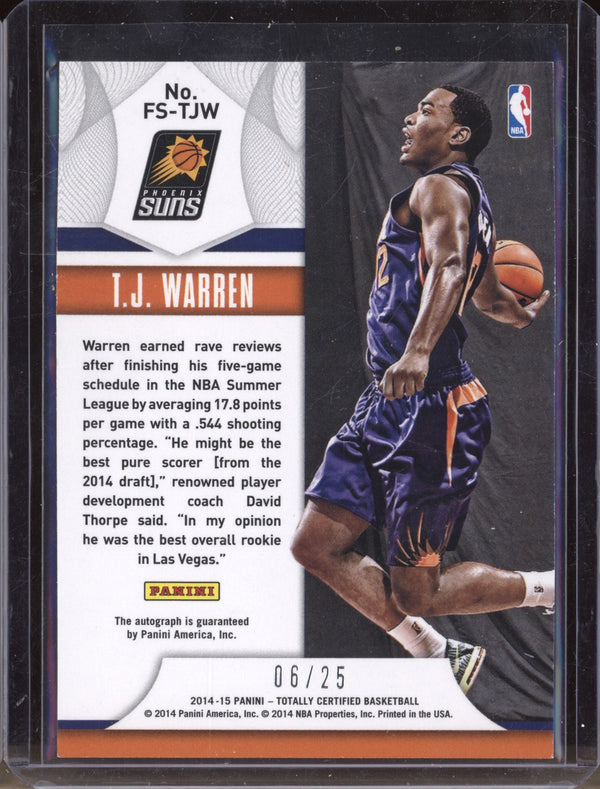 T.J. Warren 2014 Panini Totally Certified Future Stars Signatures Mirror RC 6/25