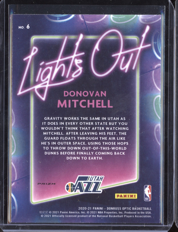Donovan Mitchell 2020-21 Panini Donruss Optic Lights Out Silver