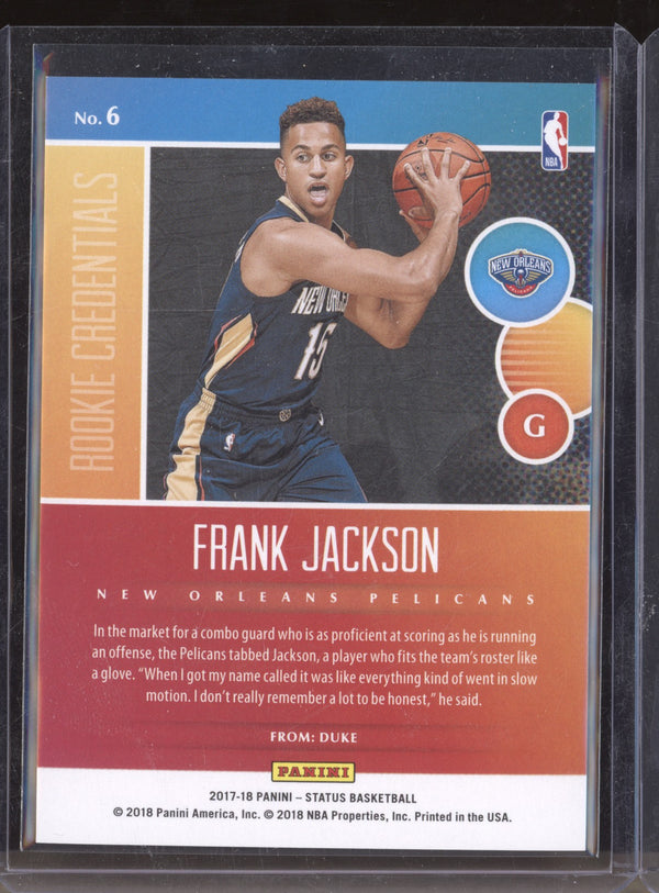 Frank Jackson 2017-18 Panini Status 6 Rookie Credentials Purple RC 129/149