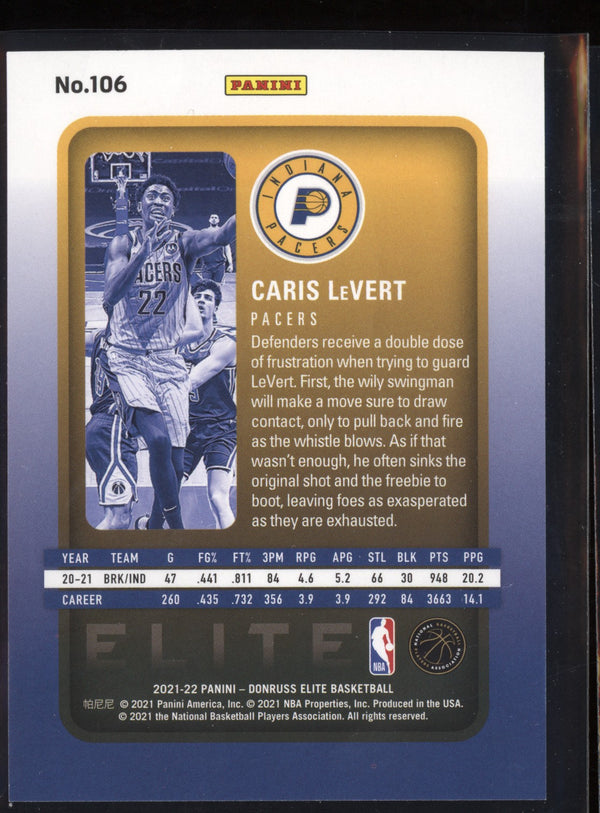 Caris LeVert 2021-22 Panini Donruss Elite Orange