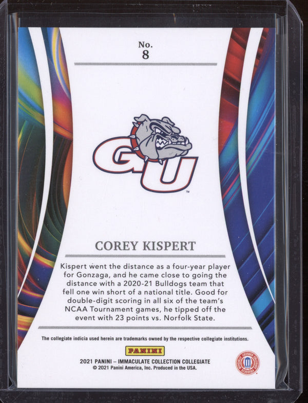 Corey Kispert 2020-21 Panini Immaculate Collegiate Madness RC