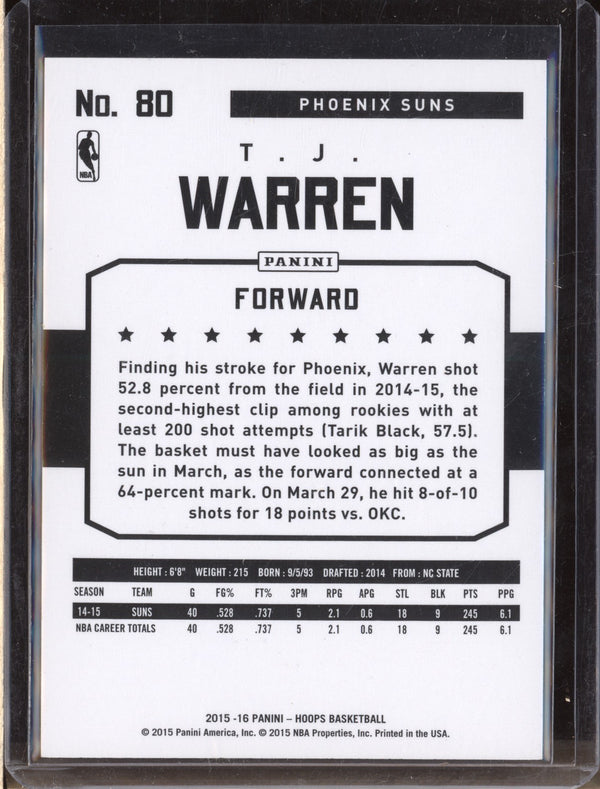 T.J. Warren 2015-16 Panini Hoops 80 Silver 150/299