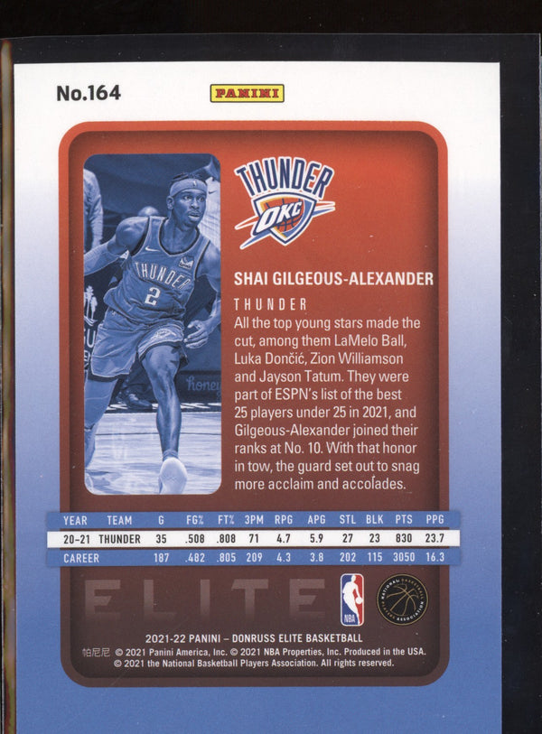 Shai Gilgeous-Alexander 2021-22 Panini Donruss Elite Orange