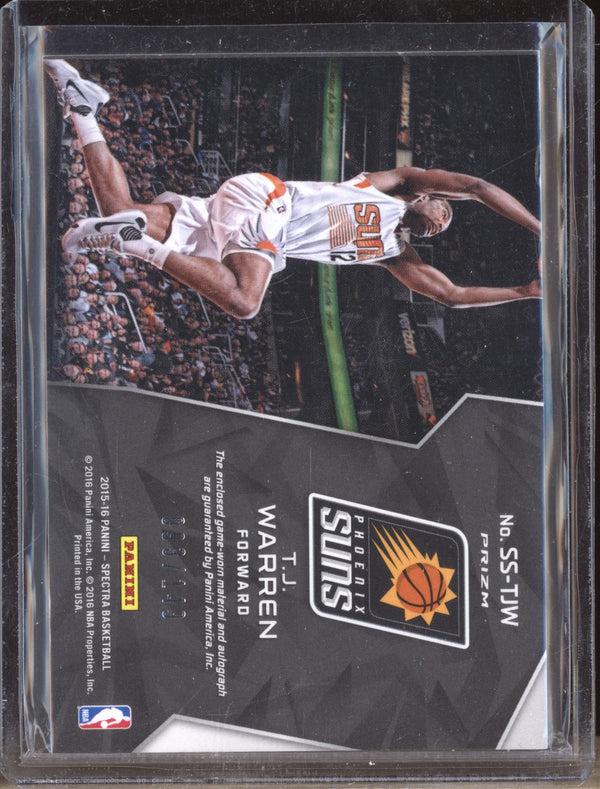 T.J. Warren 2015-16 Panini Spectra SS-TJW Spectacular Swatch Signatures 93/149