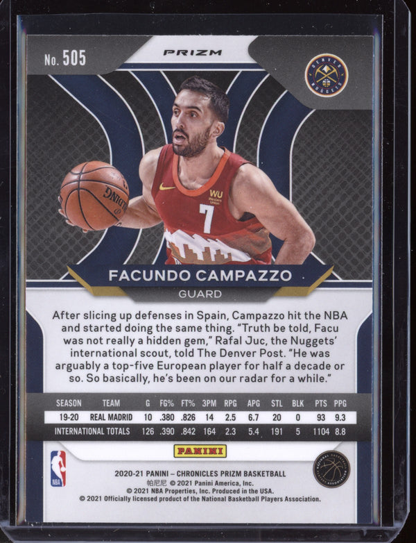 Facundo Campazzo 2020-21 Panini Prizm Silver RC