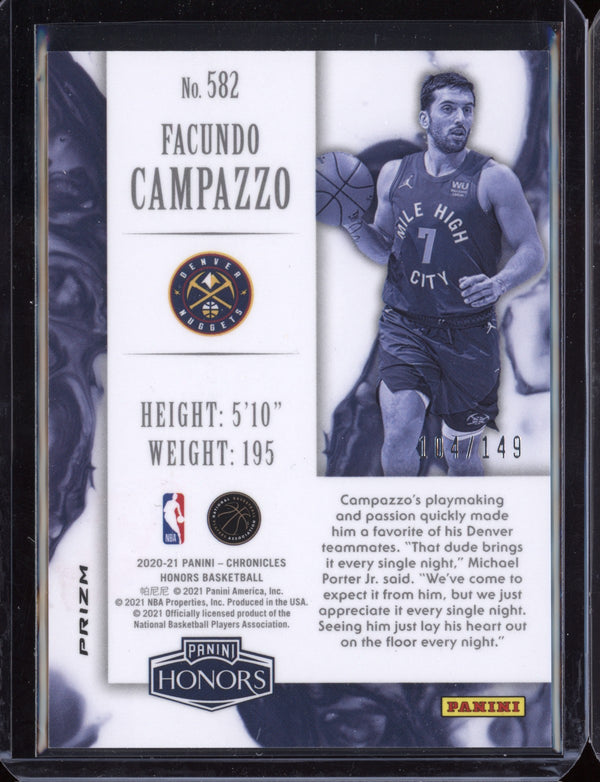 Facundo Campazzo 2020-21 Panini Chronicles Honors Red RC 104/149