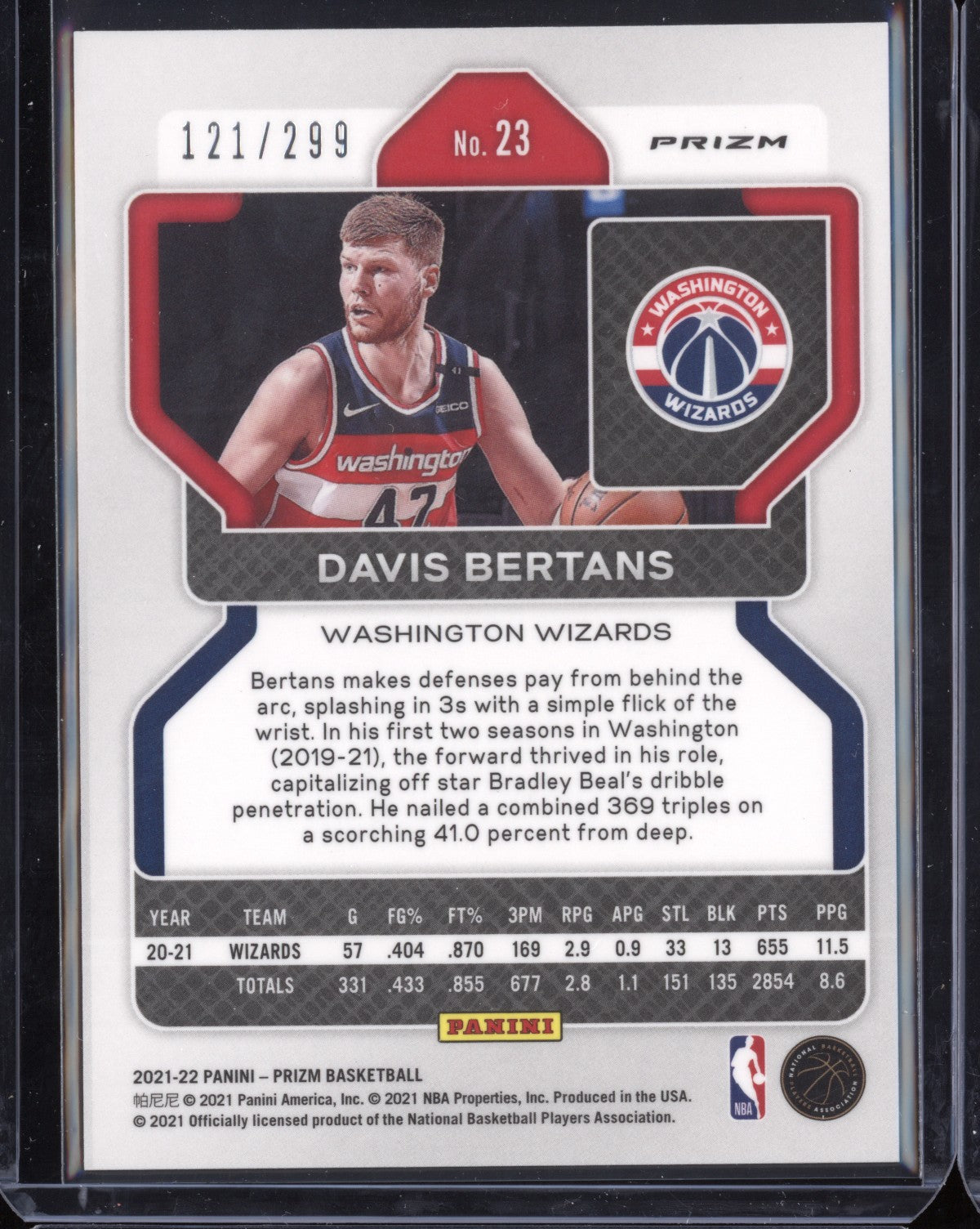 Davis Bertans 2021-22 Panini Prizm Red 121/299 - The Hobby