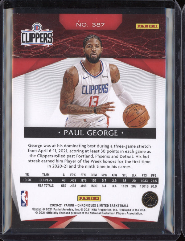 Paul George 2020/21 Panini Chronicles Limited 36/99