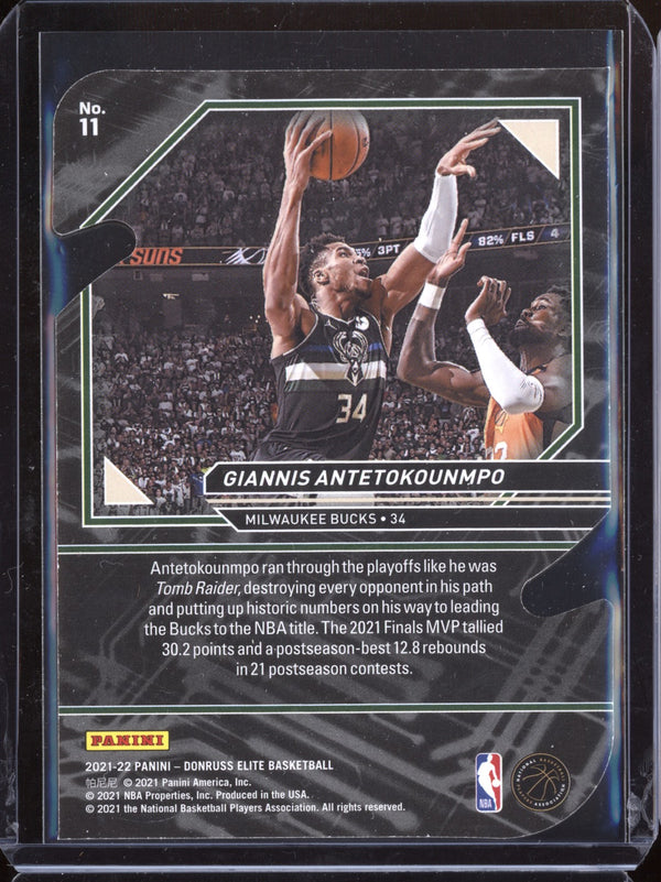 Giannis Antetokounmpo 2021/22 Panini Donruss Elite Power Formulas Orange Die-Cut