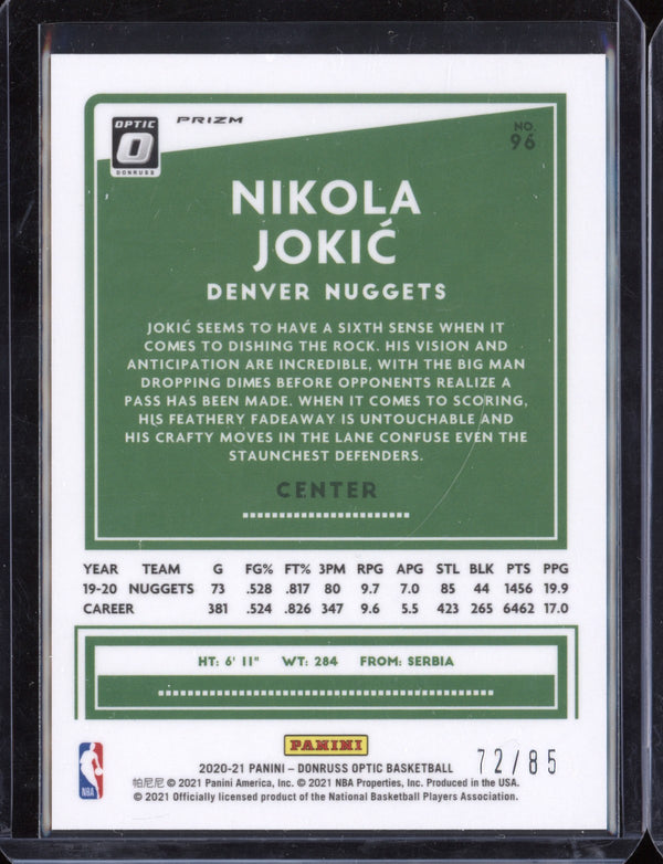 Nikola Jokic 2020-21 Panini Donruss Optic Fast Break Red  72/85