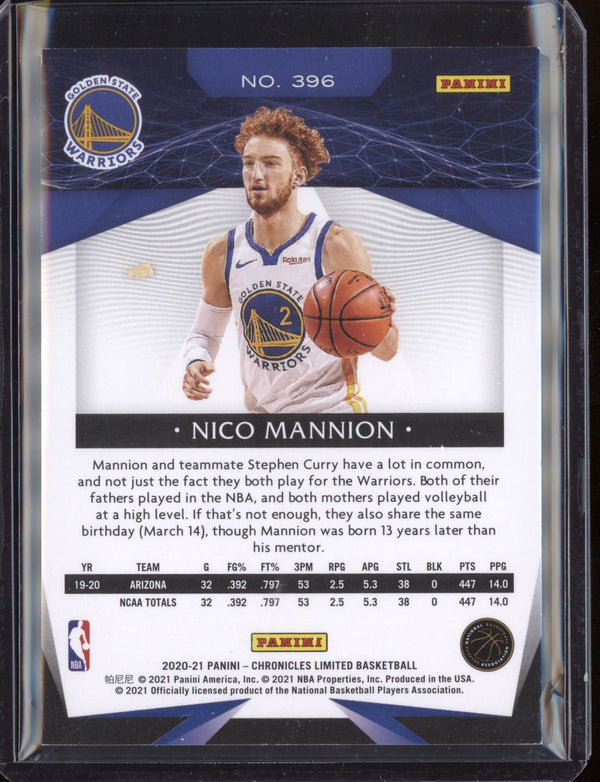 Nico Mannion 2020/21 Panini Chronicles Limited Blue RC 36/49