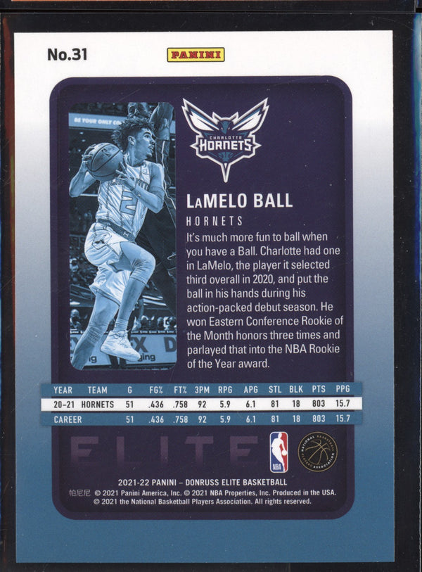 LaMelo Ball 2021-22 Panini Donruss Elite Orange