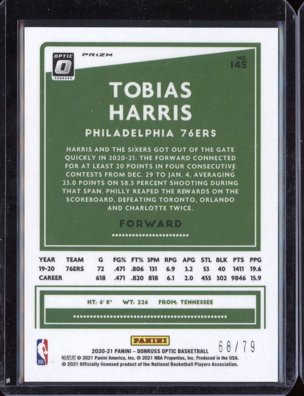 Tobias Harris 2020 Panini Donruss Optic Basketball Pink Velocity Holo 68/79