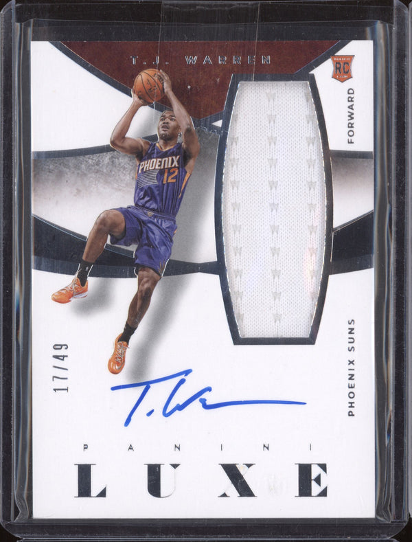 T.J. Warren 2014-15 Panini Luxe M-TJW Jersey Auto RC 17/49