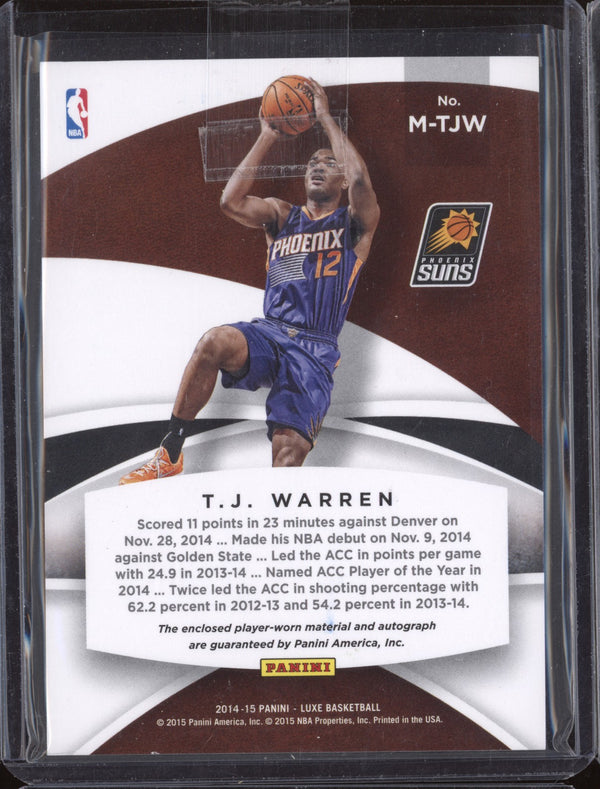 T.J. Warren 2014-15 Panini Luxe M-TJW Jersey Auto RC 17/49