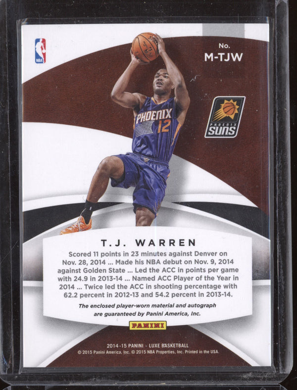 T.J. Warren 2014-15 Panini Luxe M-TJW Patch Auto Prime RC 22/25