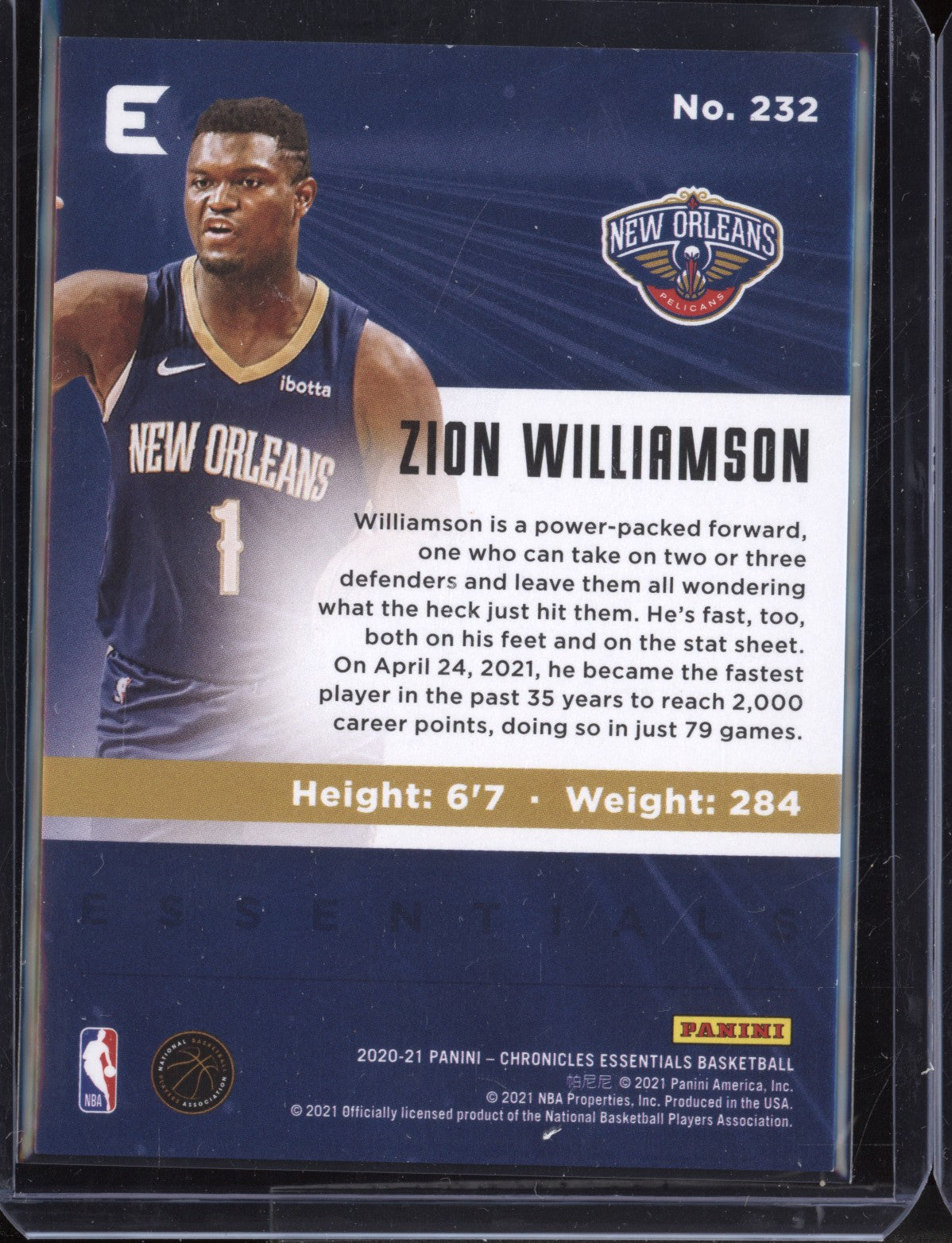 Zion Williamson 2020/21 Panini Chronicles Essentials Purple 33/49