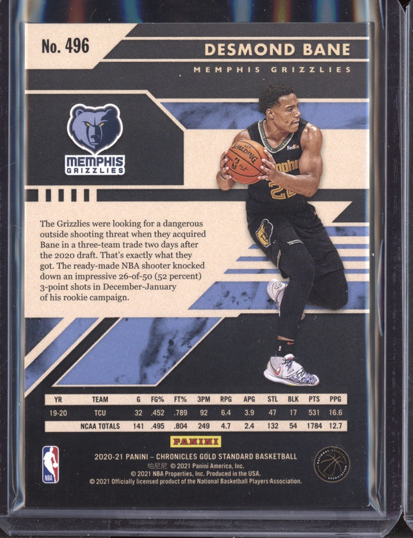 Desmond Bane 2020-21 Panini Chronicles Gold Standard RC 36/99