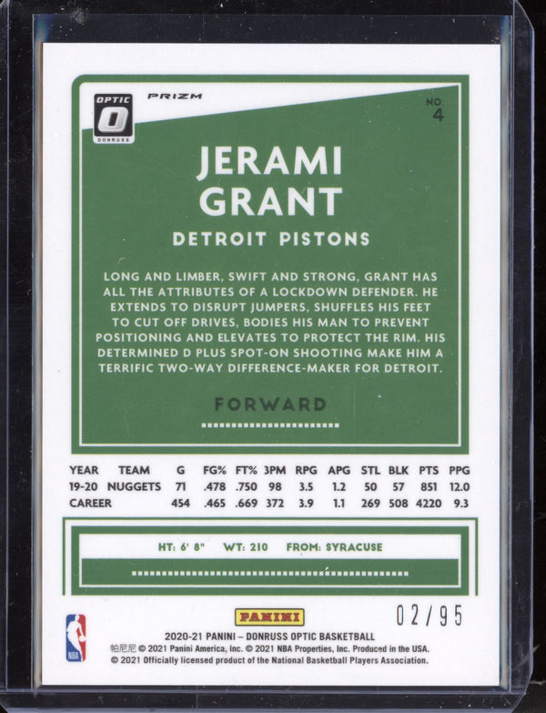 Jerami Grant 2020-21 Panini Donruss Optic Fast Break Purple 02/95