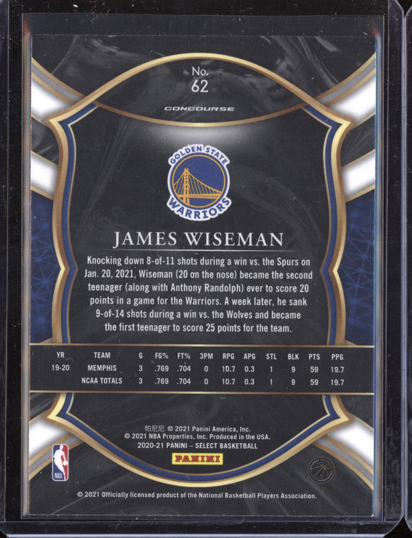 James Wiseman 2020-21 Panini Select Concourse RC