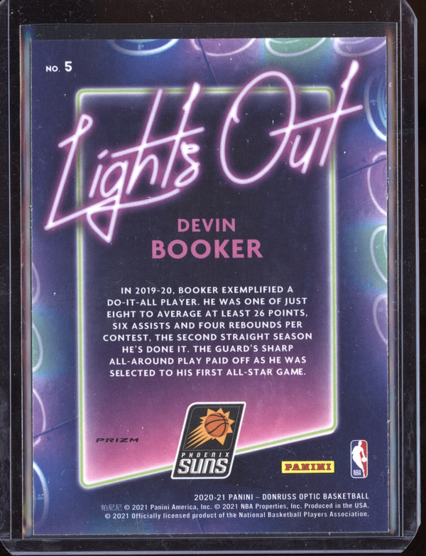 Devin Booker 2020 Panini Donruss Optic Basketball Lights Out Holo
