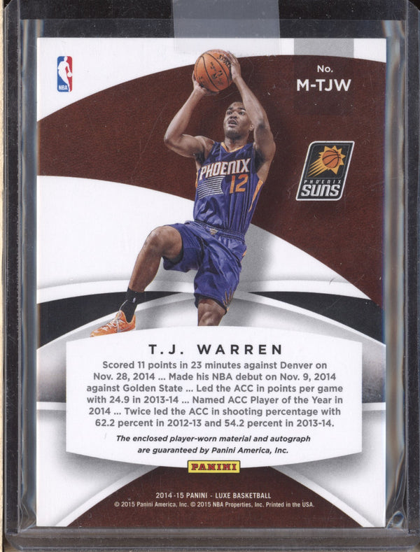 T.J. Warren 2014-15 Panini Luxe M-TJW Patch Auto Prime RC 16/25