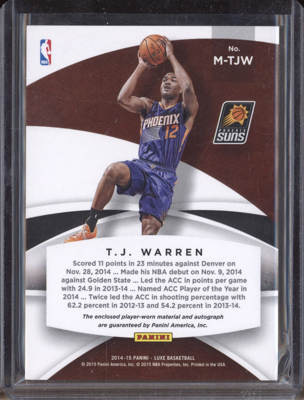 T.J. Warren 2014-15 Panini Luxe M-TJW Patch Auto Prime RC 14/25