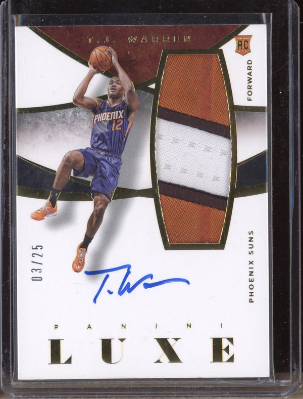 T.J. Warren 2014-15 Panini Luxe M-TJW Patch Auto Prime RC 3/25