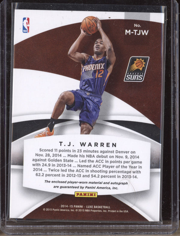 T.J. Warren 2014-15 Panini Luxe M-TJW Patch Auto Prime RC 3/25