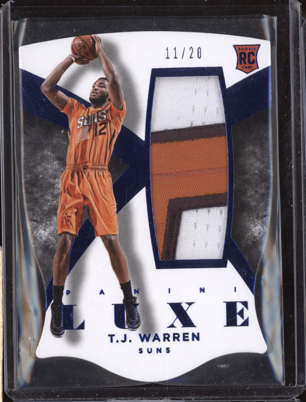 T.J. Warren 2014-15 Panini Luxe M-TJW Patch Auto Die-Cut Blue RC 11/20