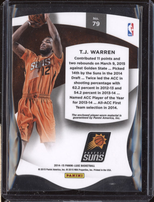 T.J. Warren 2014-15 Panini Luxe M-TJW Patch Auto Die-Cut Blue RC 11/20