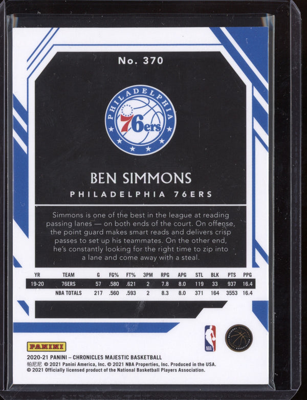 Ben Simmons 2020/21 Panini Chronicles Majestic Blue 35/99