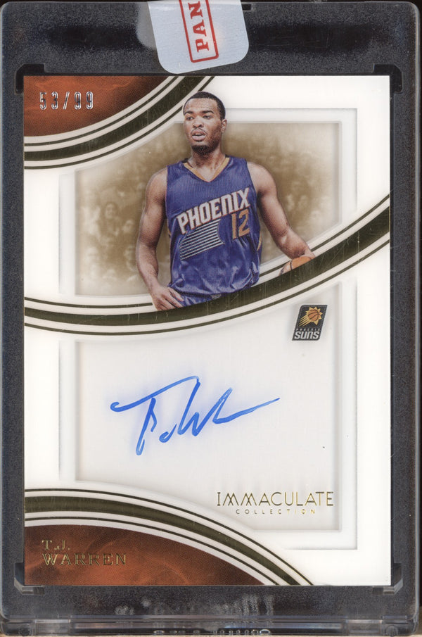 T.J. Warren 2015-16 Panini Immaculate SS-TW Shadowbox Signatures Auto 53/99