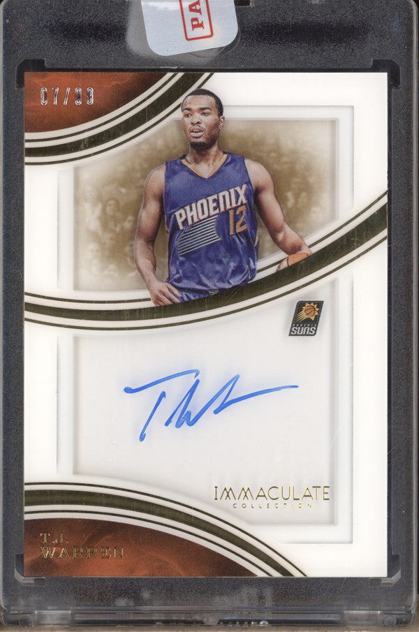 T.J. Warren 2015-16 Panini Immaculate SS-TW Shadowbox Signatures Auto 7/99