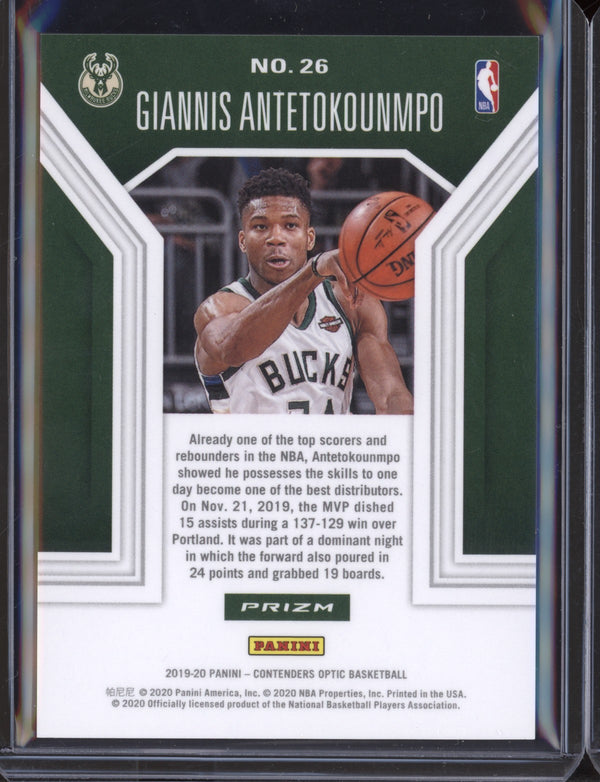 Giannis Antetokounmpo 2019-20 Panini Contenders Optic Playing the Numbers Game