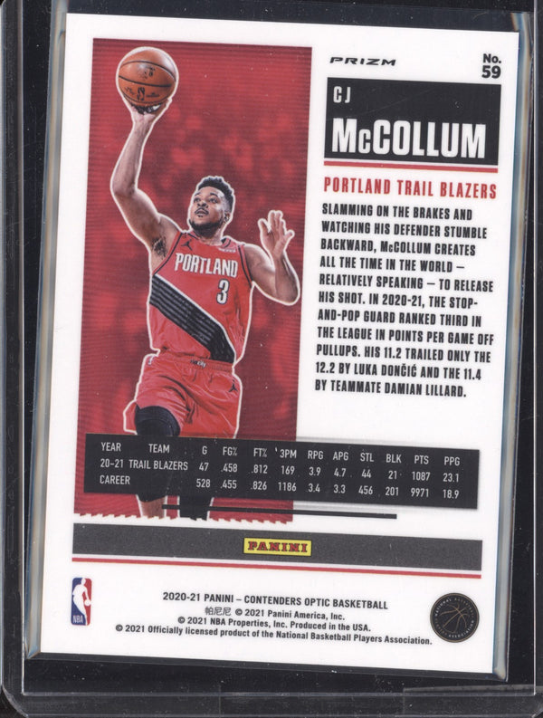 CJ McCollum 2020/21 Panini Contenders Optic