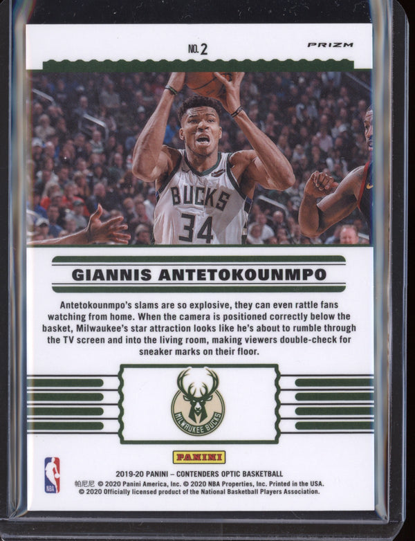 Giannis Antetokounmpo 2019-20 Panini Contenders Optic Front-Row Seat Red Cracked